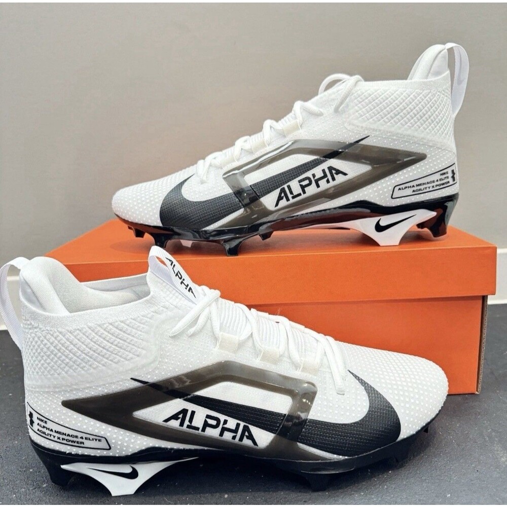 Size 14.5 - Nike Alpha Menace 4 Elite Football Cleats White Black FZ7701-101 NEW